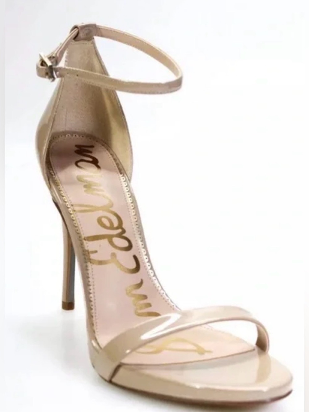 Sam Edelman Nude Patent Ankle-Strap Heel Sandals